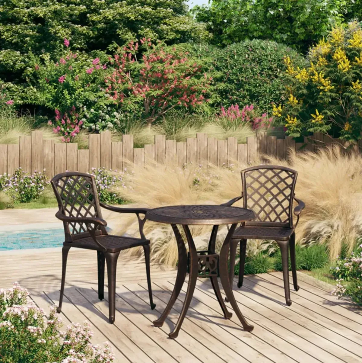 vidaXL 3 Piece Bistro Set Cast Aluminum Bronze