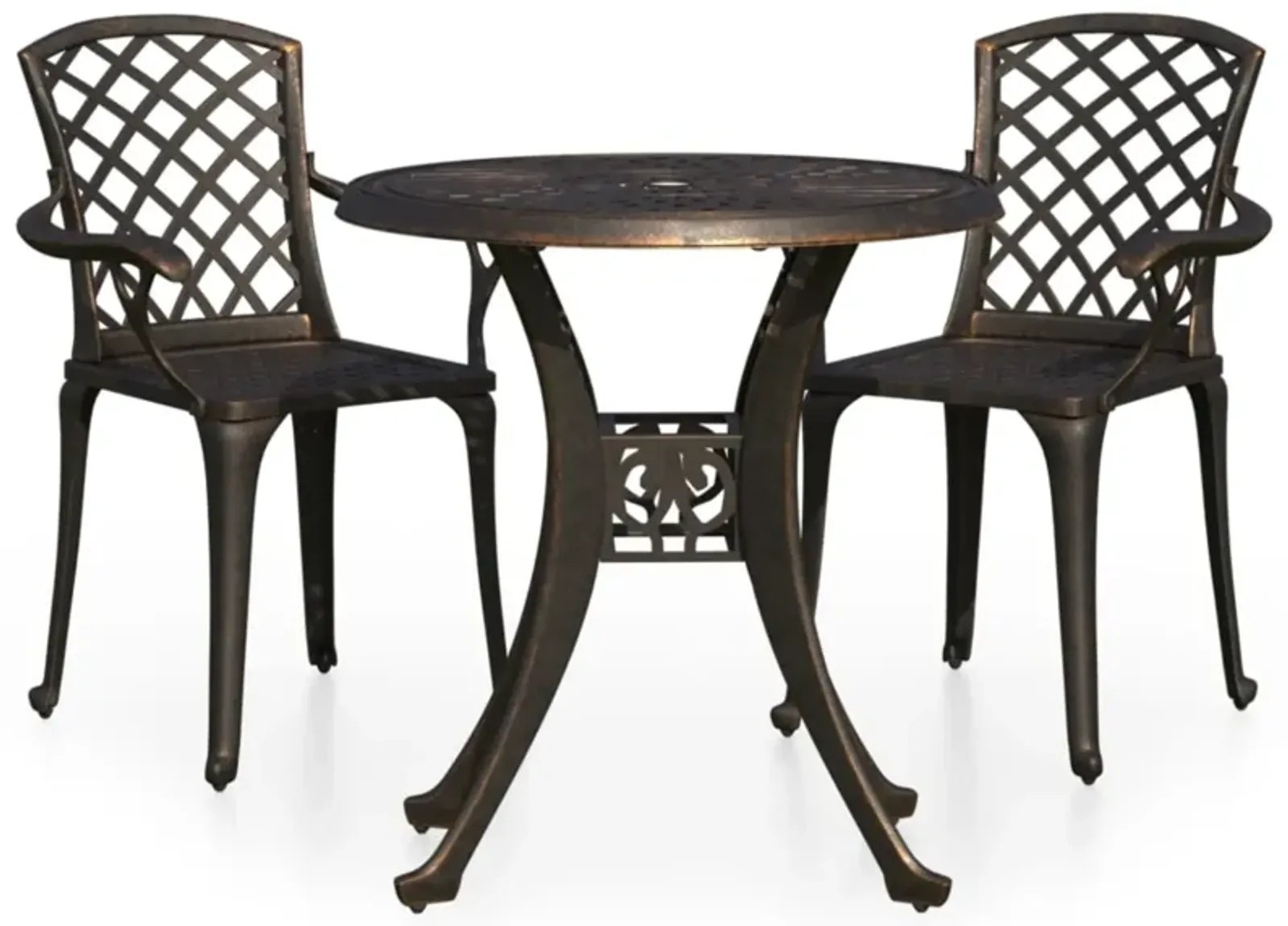 vidaXL 3 Piece Bistro Set Cast Aluminum Bronze