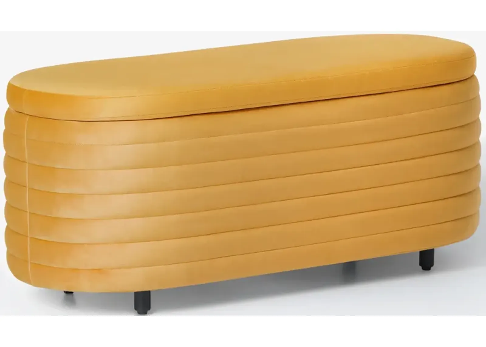 WestinTrends 42" Wide Mid-Century Modern Upholstered Velvet Tufted Oval Storage Ottoman Bench