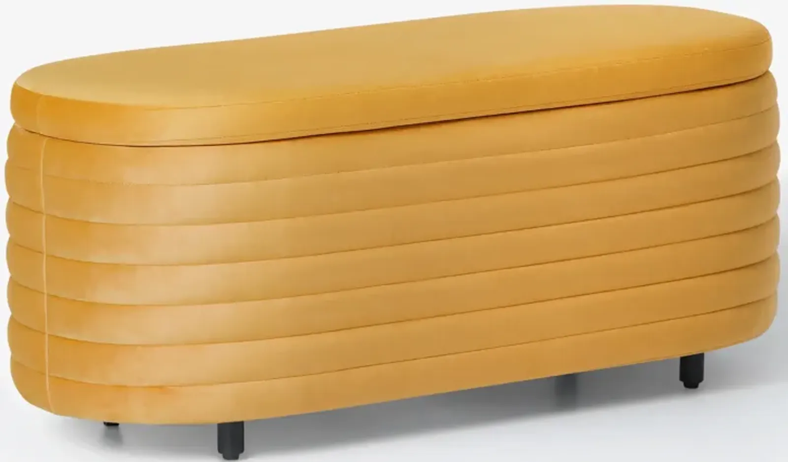 WestinTrends 42" Wide Mid-Century Modern Upholstered Velvet Tufted Oval Storage Ottoman Bench