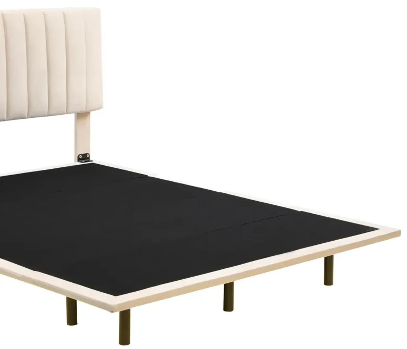 Queen Size Upholstered Bed With Sensor Light And Headboard, Floating Velvet Platform Bed