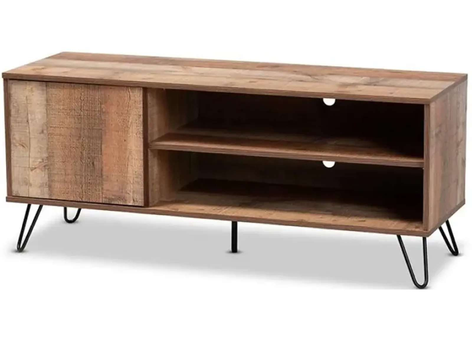 Iver Modern and Contemporary Rustic Oak Finished 1-Door Wood TV Stand