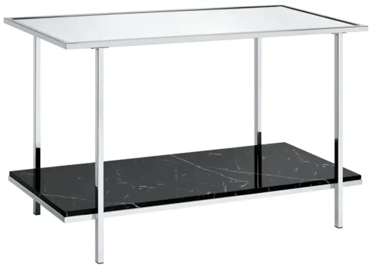 ACME Angwin Console Table, Mirrored, Engineering Stone Top & Chrome