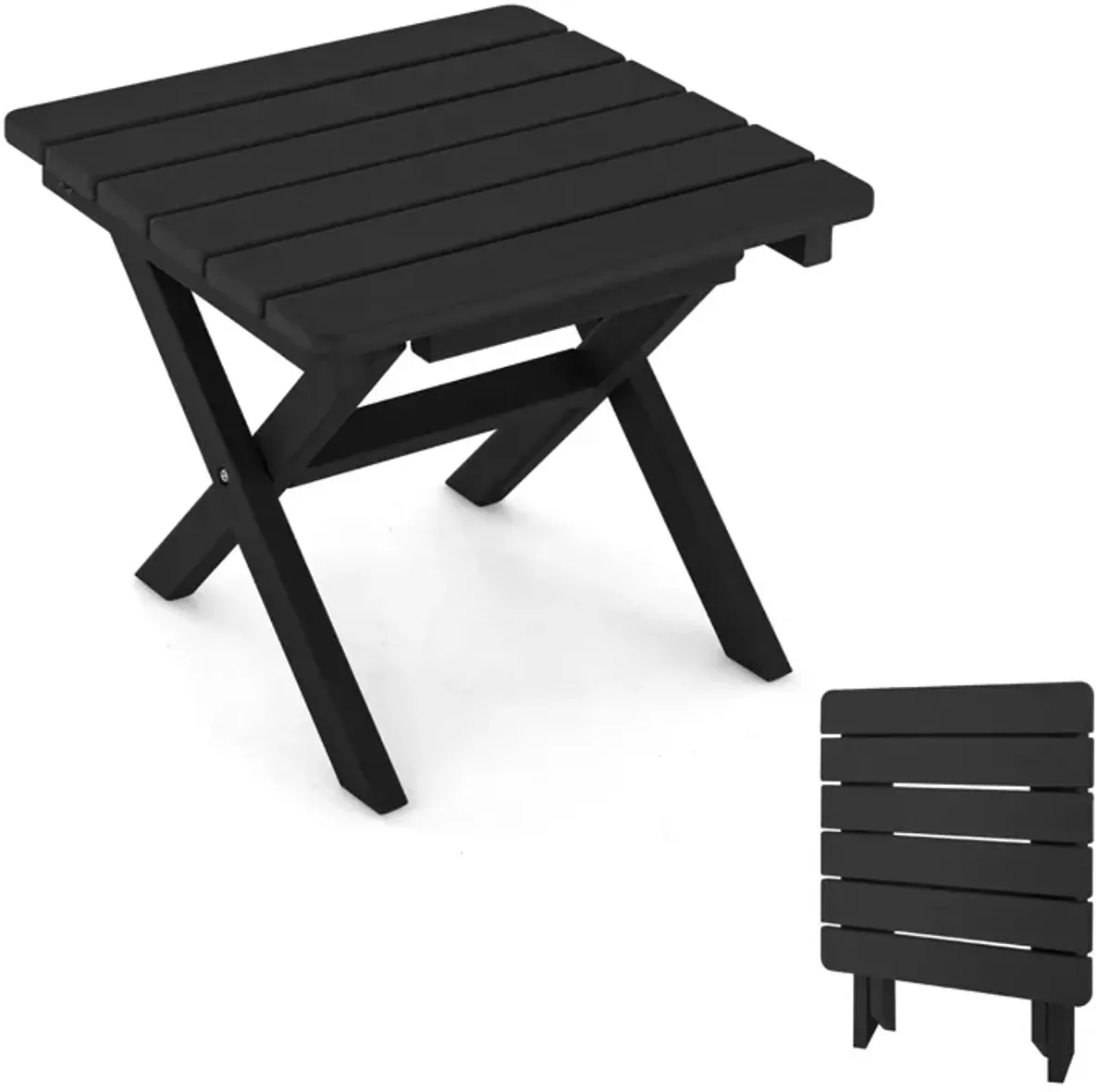 Outdoor Folding Side Table Foldable Weather-Resistant HDPE Adirondack Table