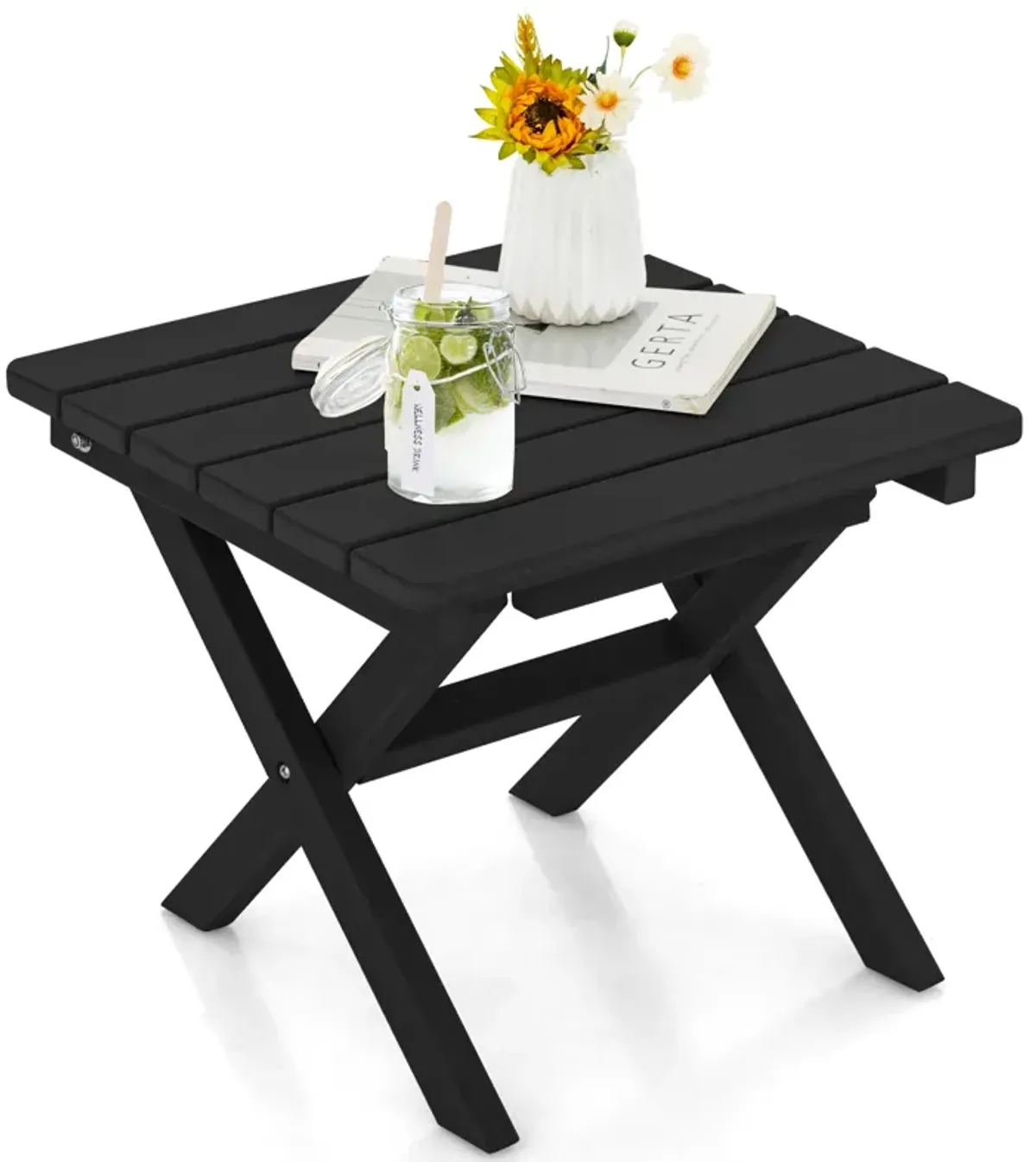 Outdoor Folding Side Table Foldable Weather-Resistant HDPE Adirondack Table