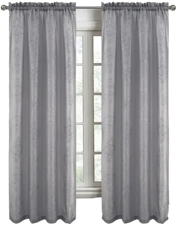 RT Designers Collection Andrea Emb Metallic Doily Rod Pocket Room Darkening Curtain Panels for Bedroom 54" x 95" Charcoal