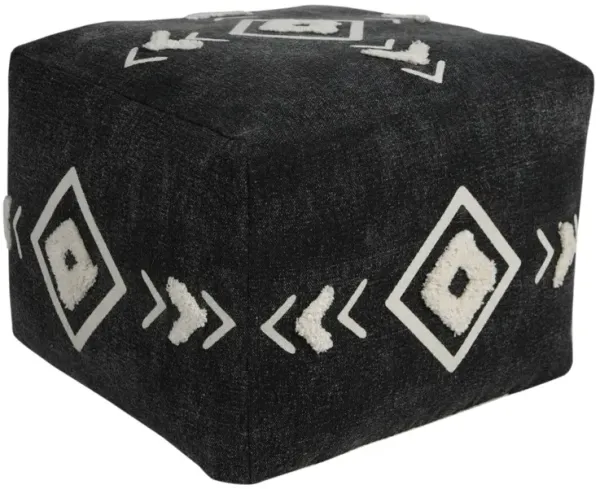18" Black 100% Cotton Ottoman