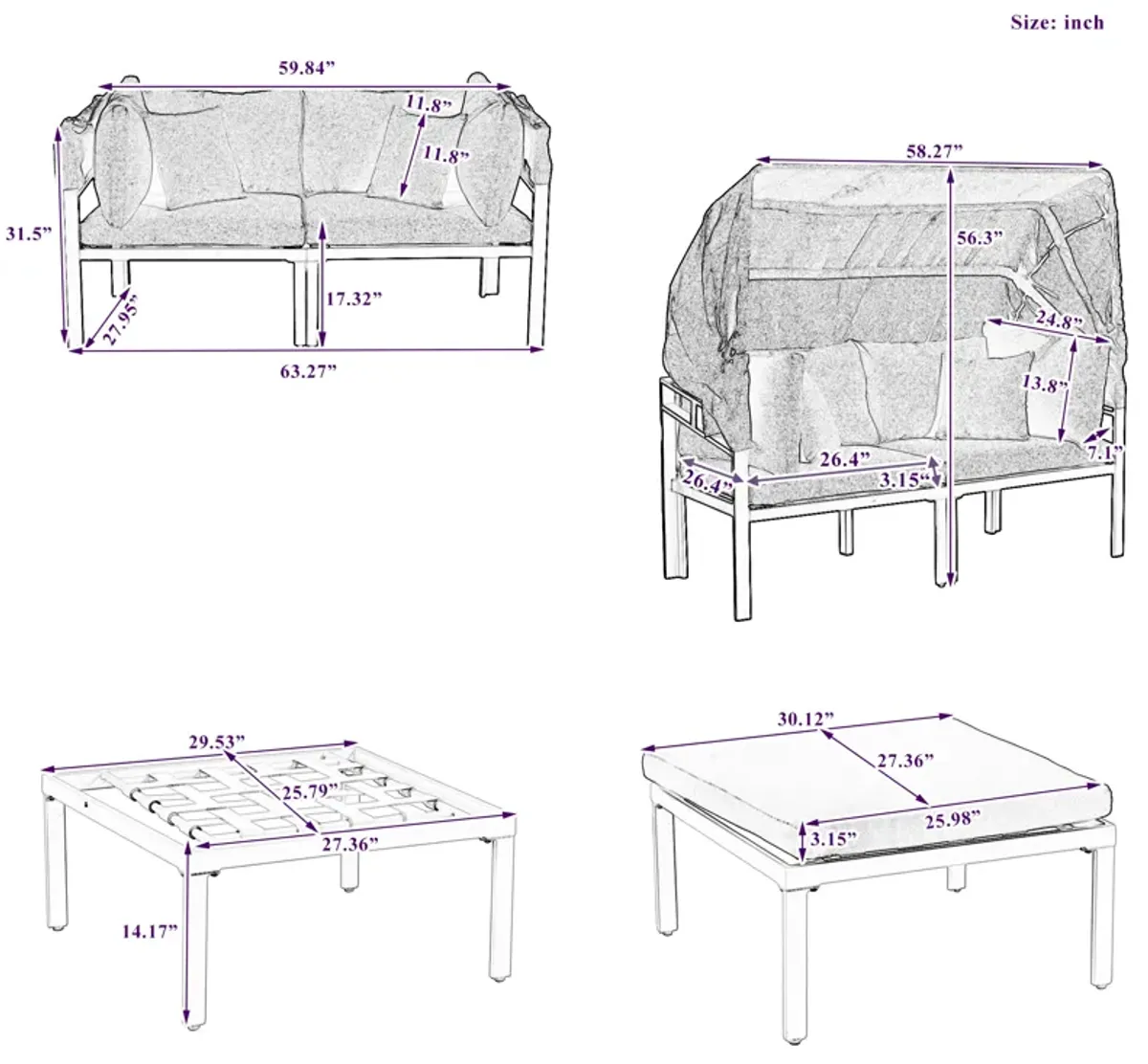 Merax Outdoor Patio Daybed with Retractable Canopy