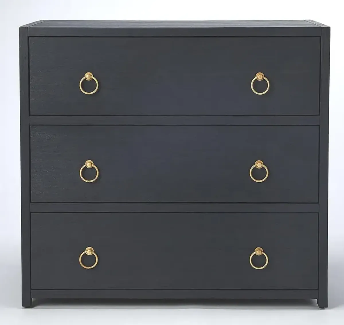 Elegant Navy Blue 3-Drawer Chest with Gold Accents, Belen Kox