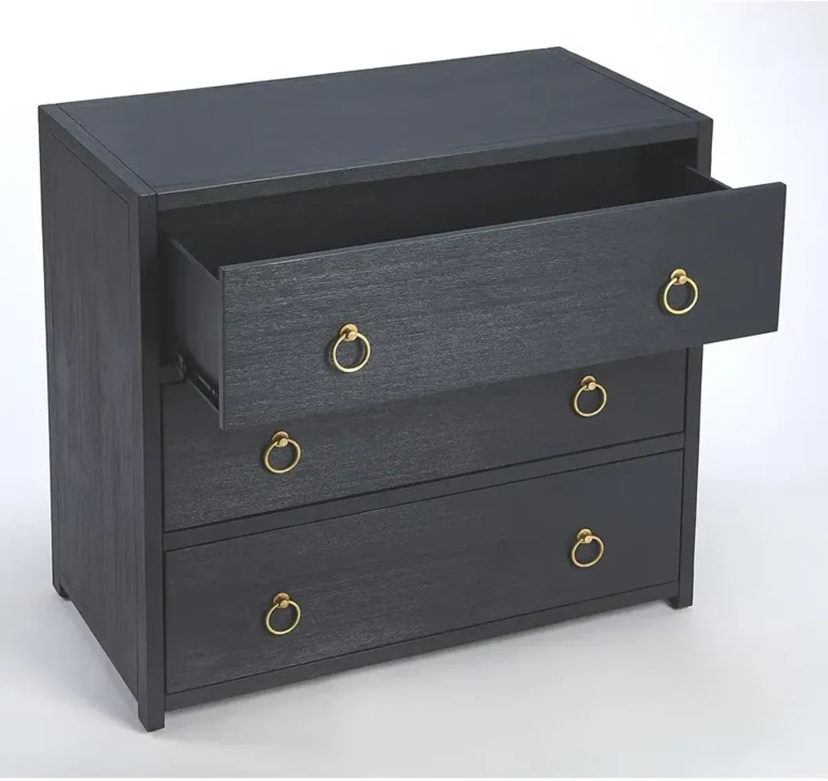 Elegant Navy Blue 3-Drawer Chest with Gold Accents, Belen Kox