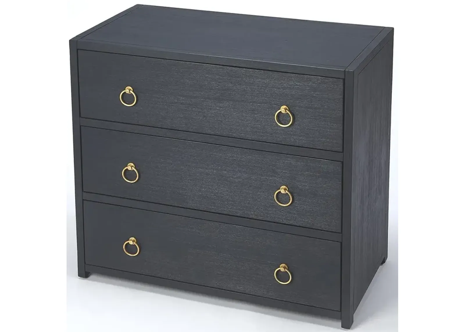 Elegant Navy Blue 3-Drawer Chest with Gold Accents, Belen Kox