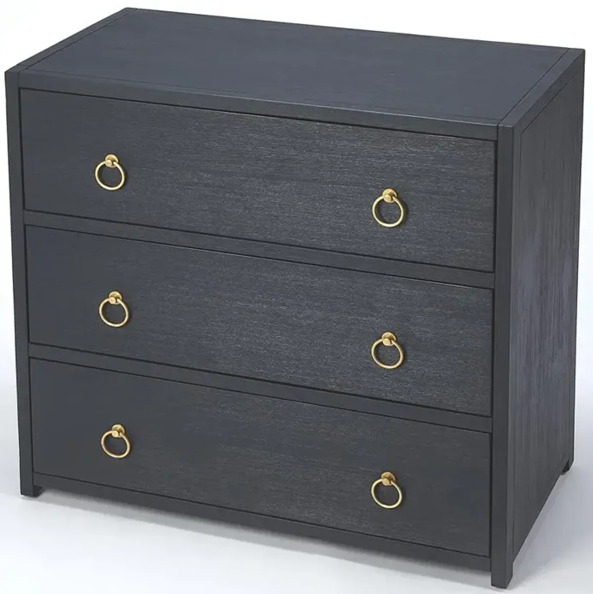 Elegant Navy Blue 3-Drawer Chest with Gold Accents, Belen Kox