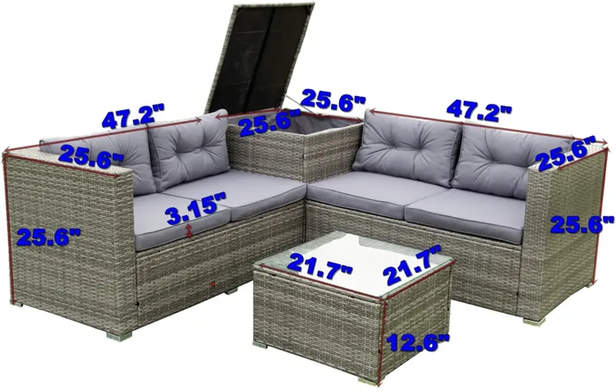 Streamdale 4-Piece Wicker Patio Sofa Set with Storage