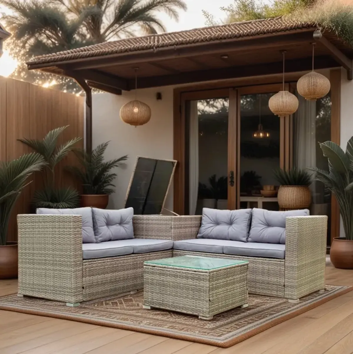 Streamdale 4-Piece Wicker Patio Sofa Set with Storage