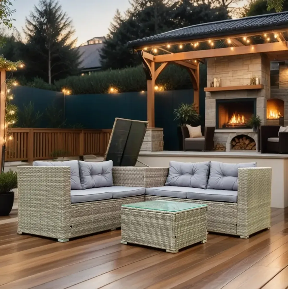 Streamdale 4-Piece Wicker Patio Sofa Set with Storage