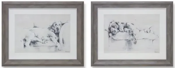 Framed Dog Print (Set of 2) – MDF Pet Art for Home, Office, and Animal Lover Wall Decor
