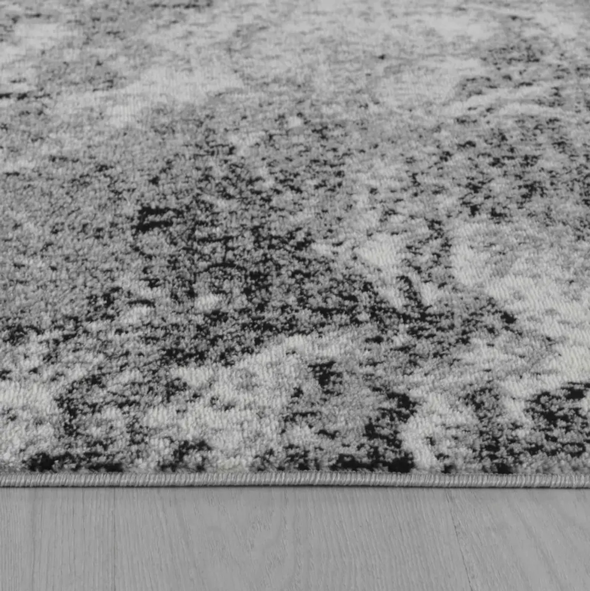 Sakarya Contemporary Abstract Splash Grey Black Indoor Area Rug