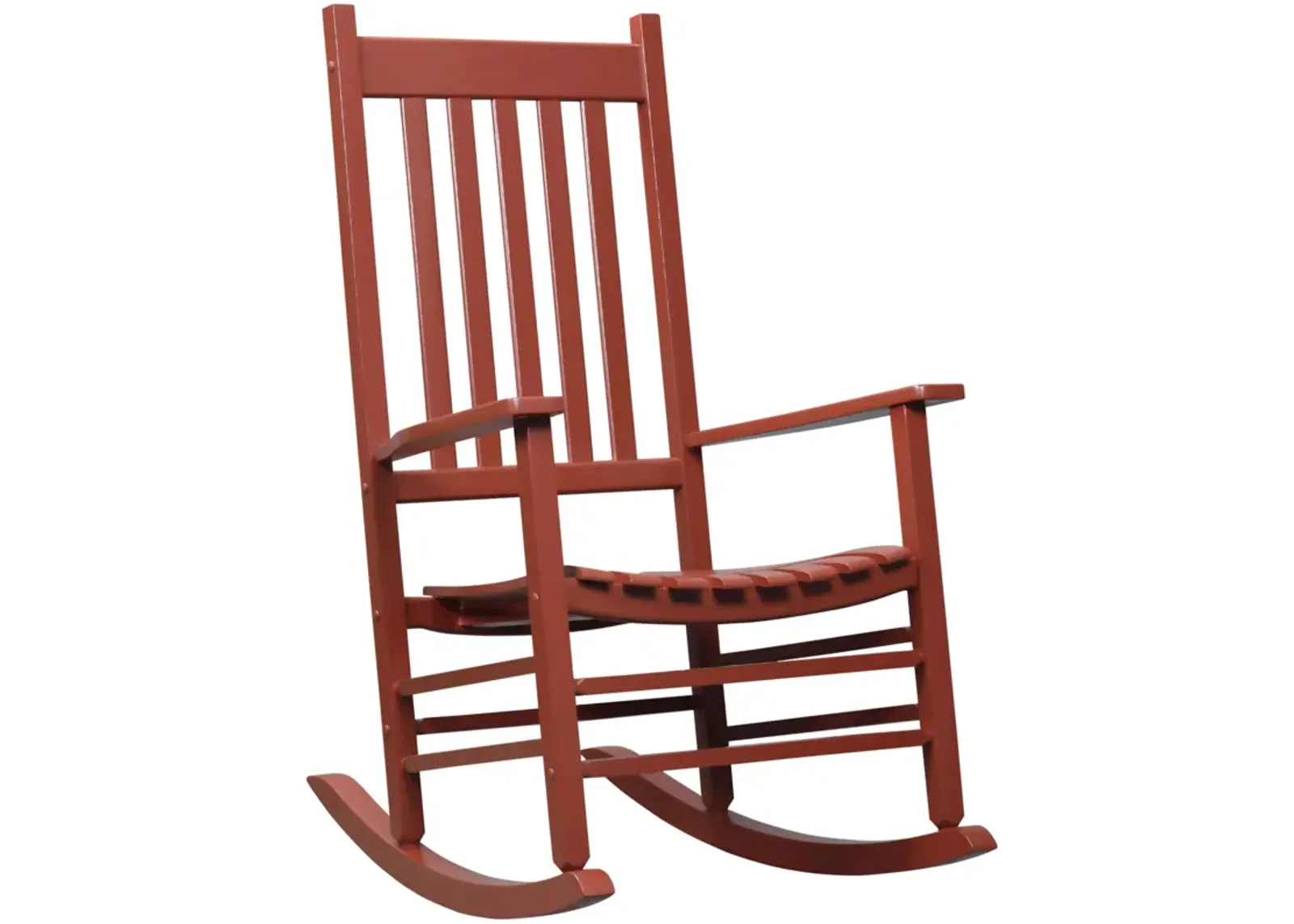 Wine Red Rustic Rocker: Wooden High Back Chair for Patio