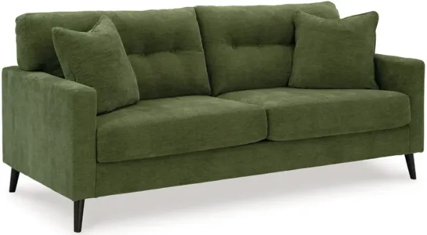 Bixy Sofa, 2 Accent Throw Pillows, 79 Inch Green Tufted Polyester - Benzara