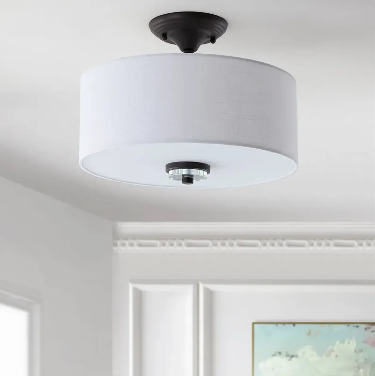 Marc Metal/Crystal LED Semi Flush Mount