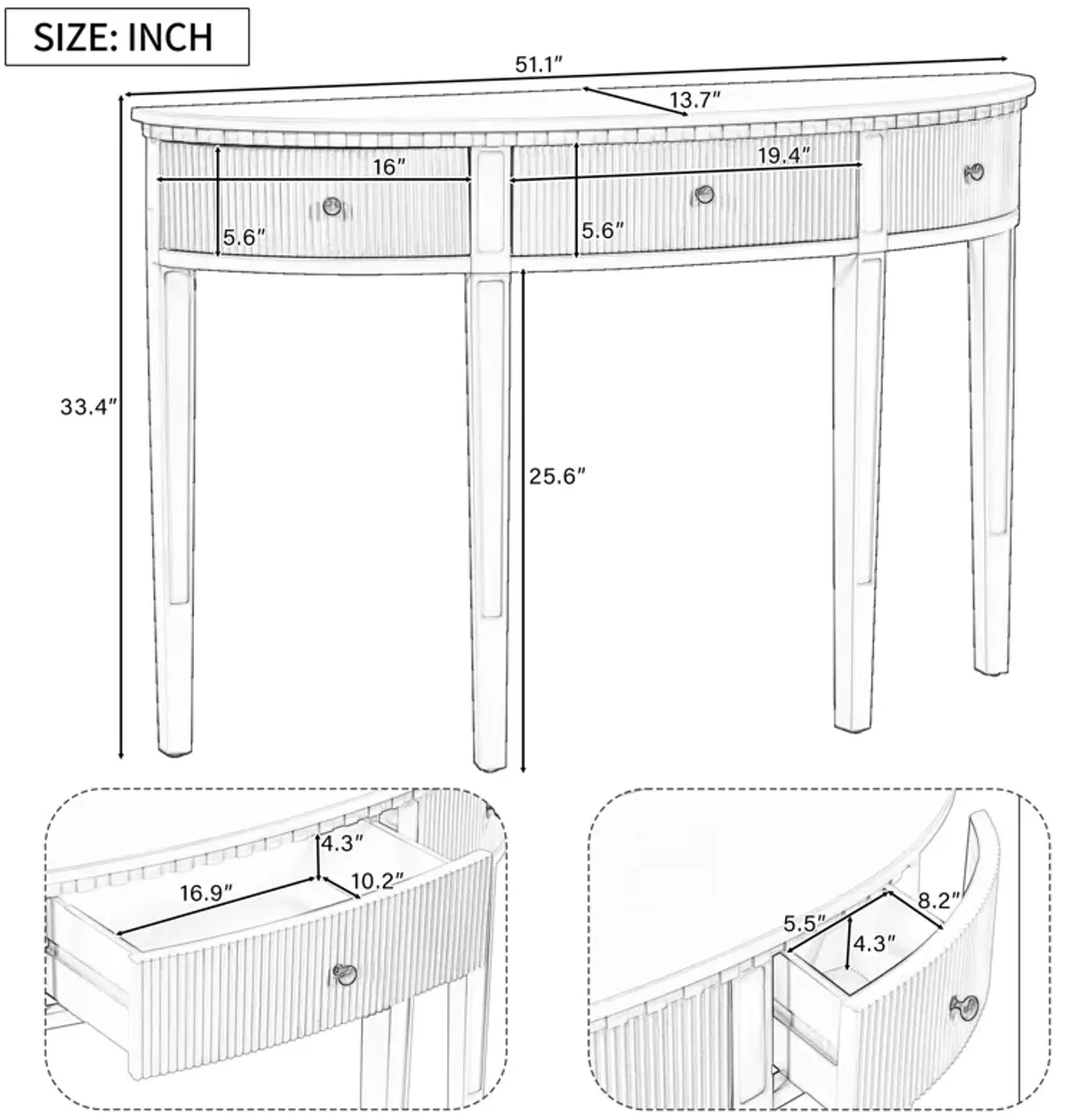 Merax Minimalist Pine Veneer Console Table