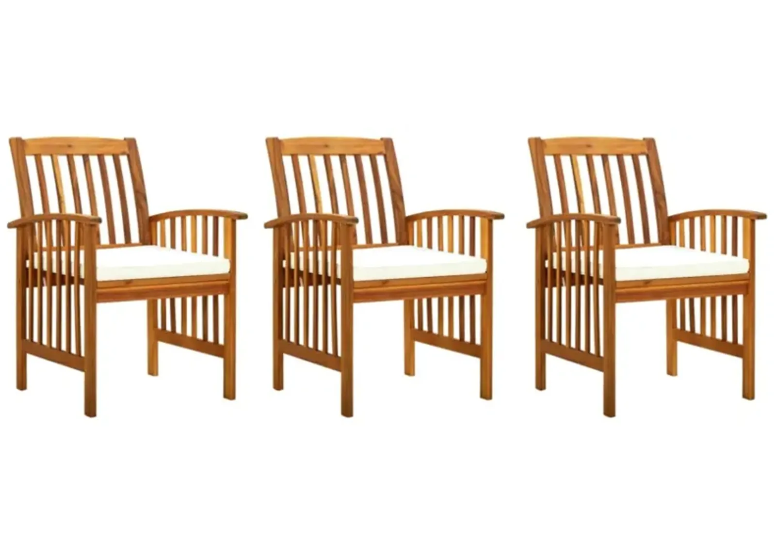 vidaXL Garden Dining Chairs 3 pcs with Cushions Solid Acacia Wood