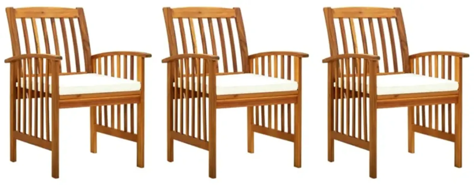 vidaXL Garden Dining Chairs 3 pcs with Cushions Solid Acacia Wood