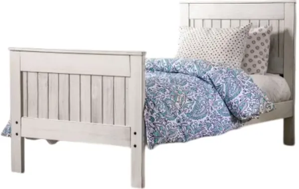 Waly Full Bed, Farmhouse Plank Design, Classic White Solid Pine Wood - Benzara