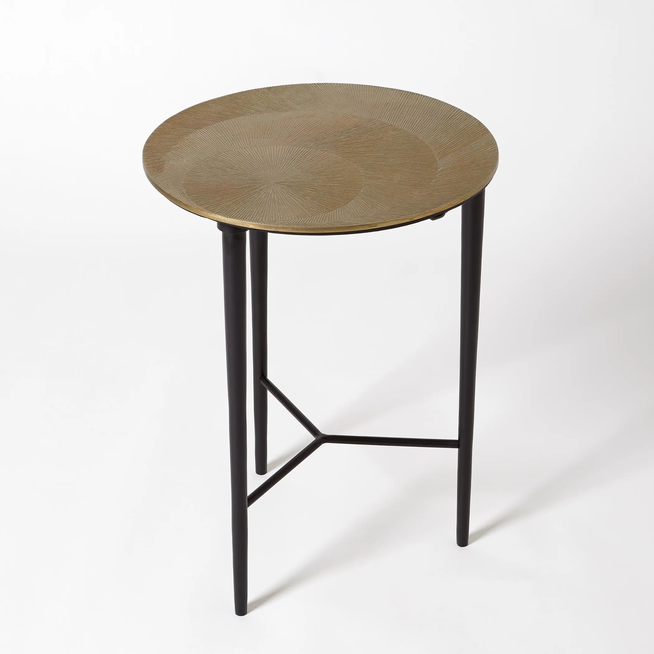 Circle Etched Accent Table-Brass