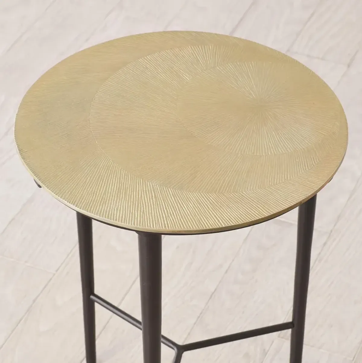 Circle Etched Accent Table-Brass