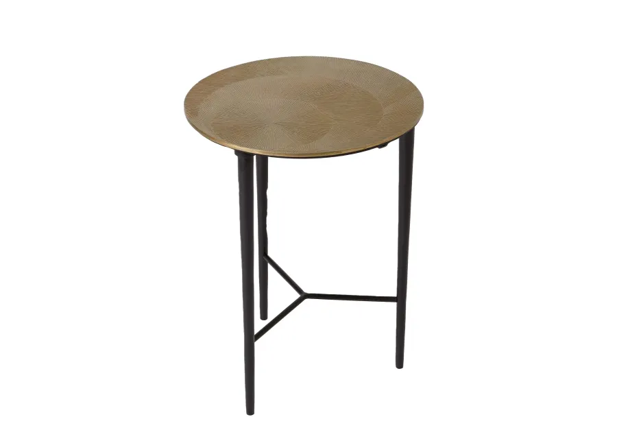 Circle Etched Accent Table-Brass