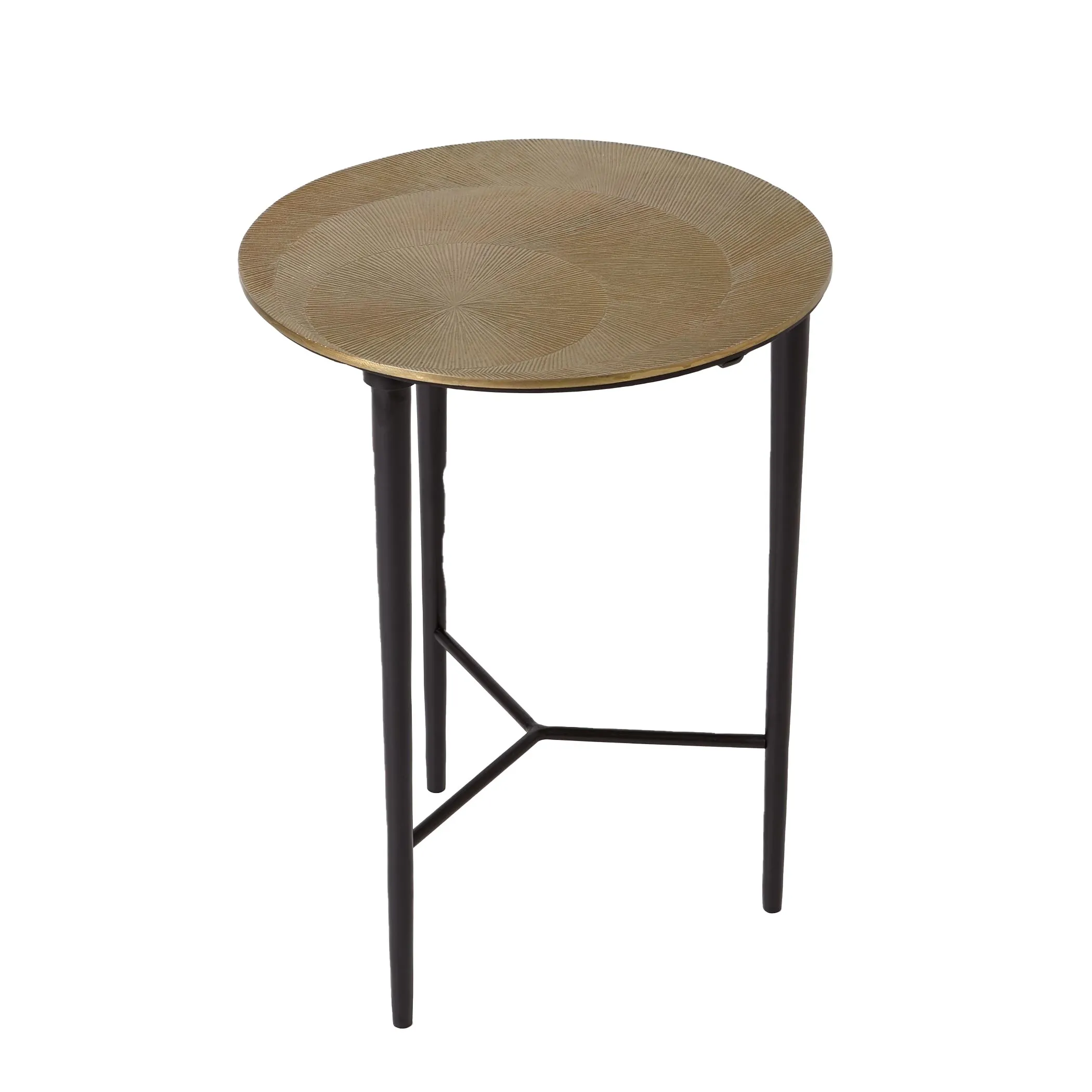 Circle Etched Accent Table-Brass