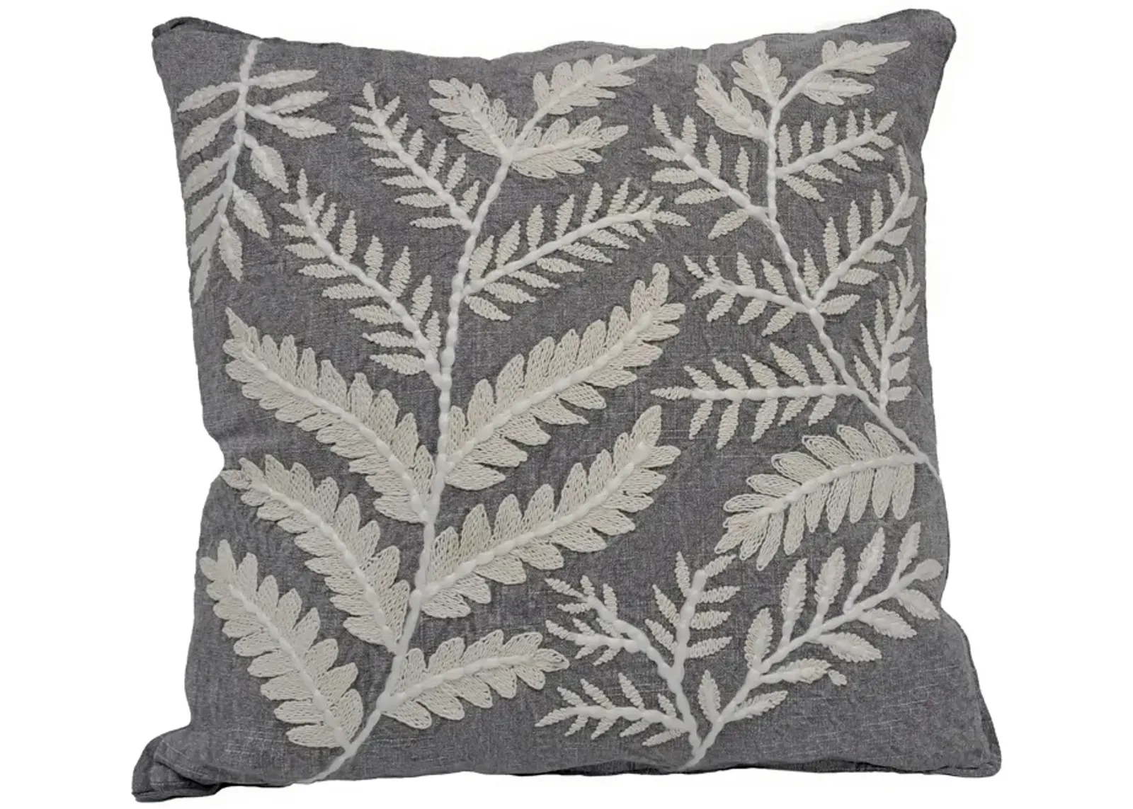 Embroidered Fern Pillow