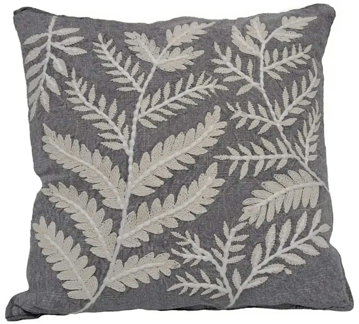 Embroidered Fern Pillow