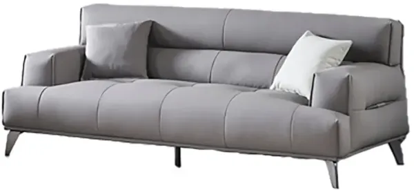 AE2378 MODERN GRAY MICROFIBER LEATHER WITH LEATHER MATCH SOFA