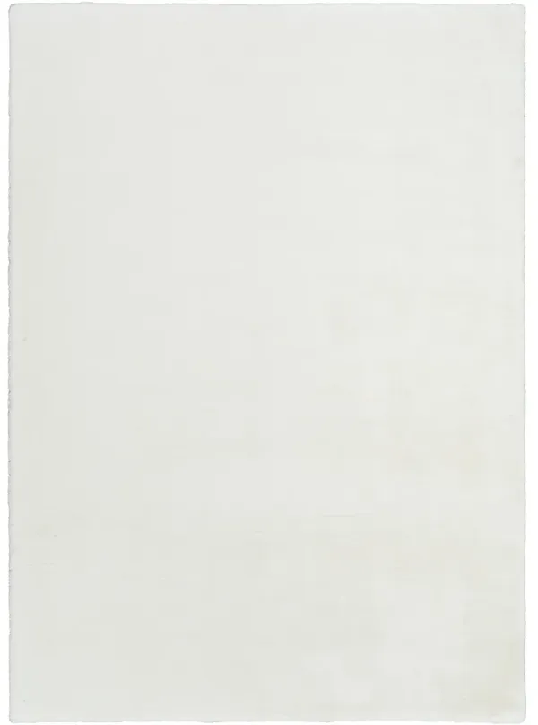 Soft Plush Rabbit Fur SFF01 White 4' x 6' Rug