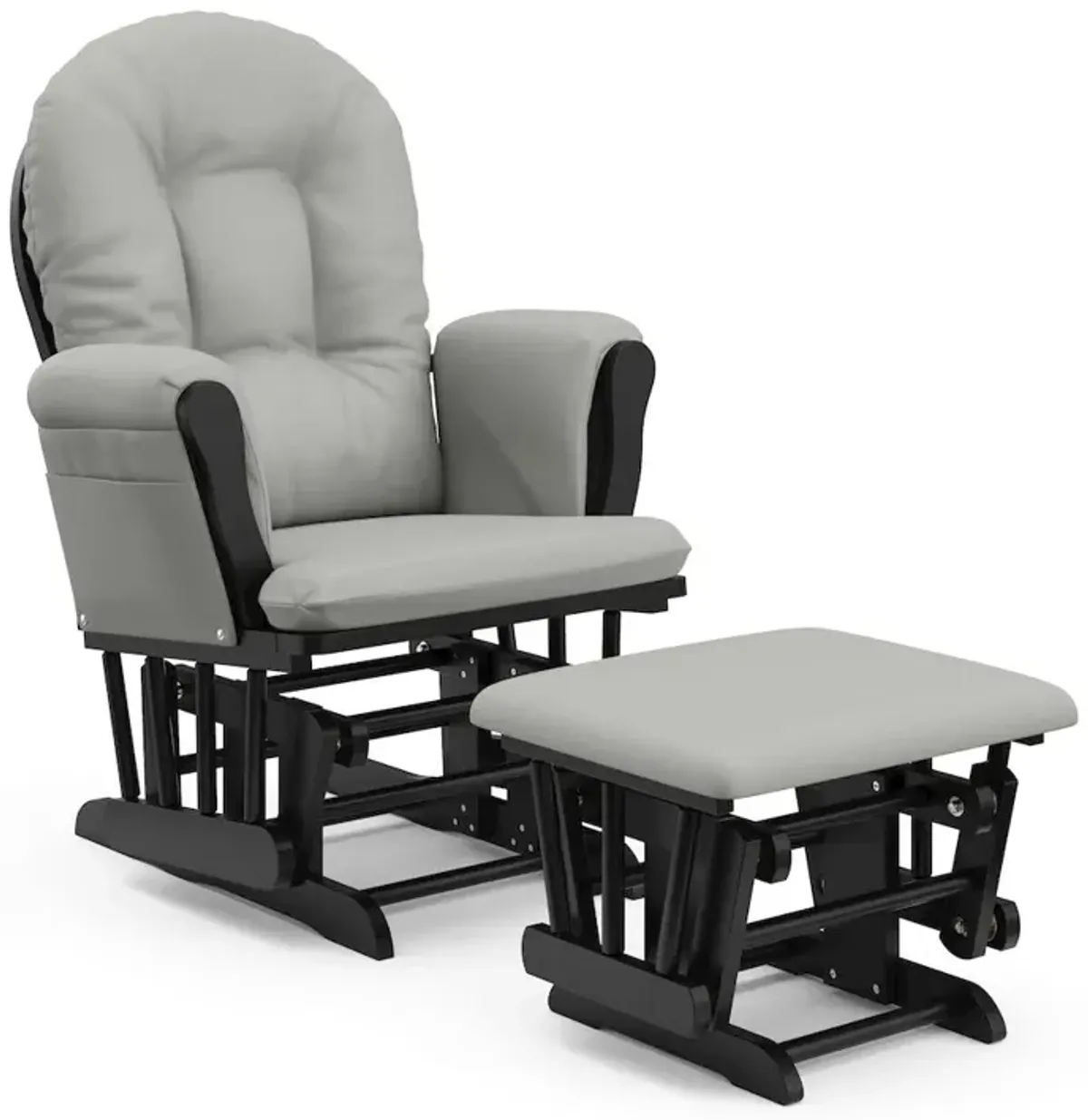 Storkcraft Hoop Glider and Ottoman - Black with Light Gray