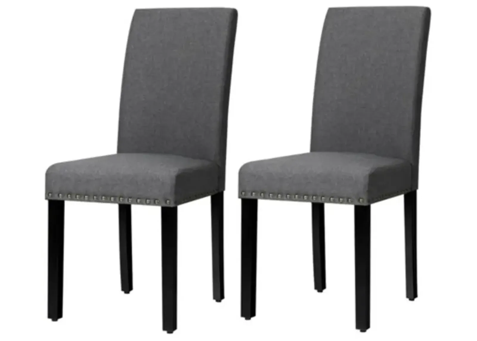 Hivvago Set of 2 Grey Linen Upholstered Nailhead Dining Chair   330 lbs. Weight Capacity