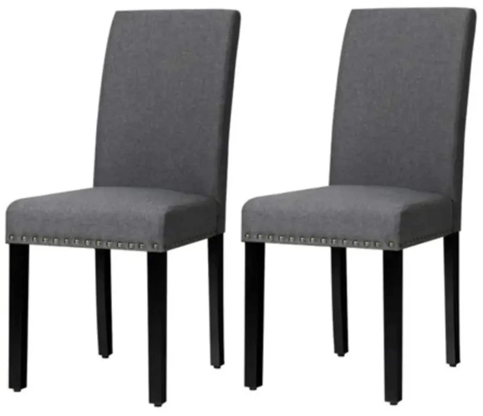 Hivvago Set of 2 Grey Linen Upholstered Nailhead Dining Chair   330 lbs. Weight Capacity