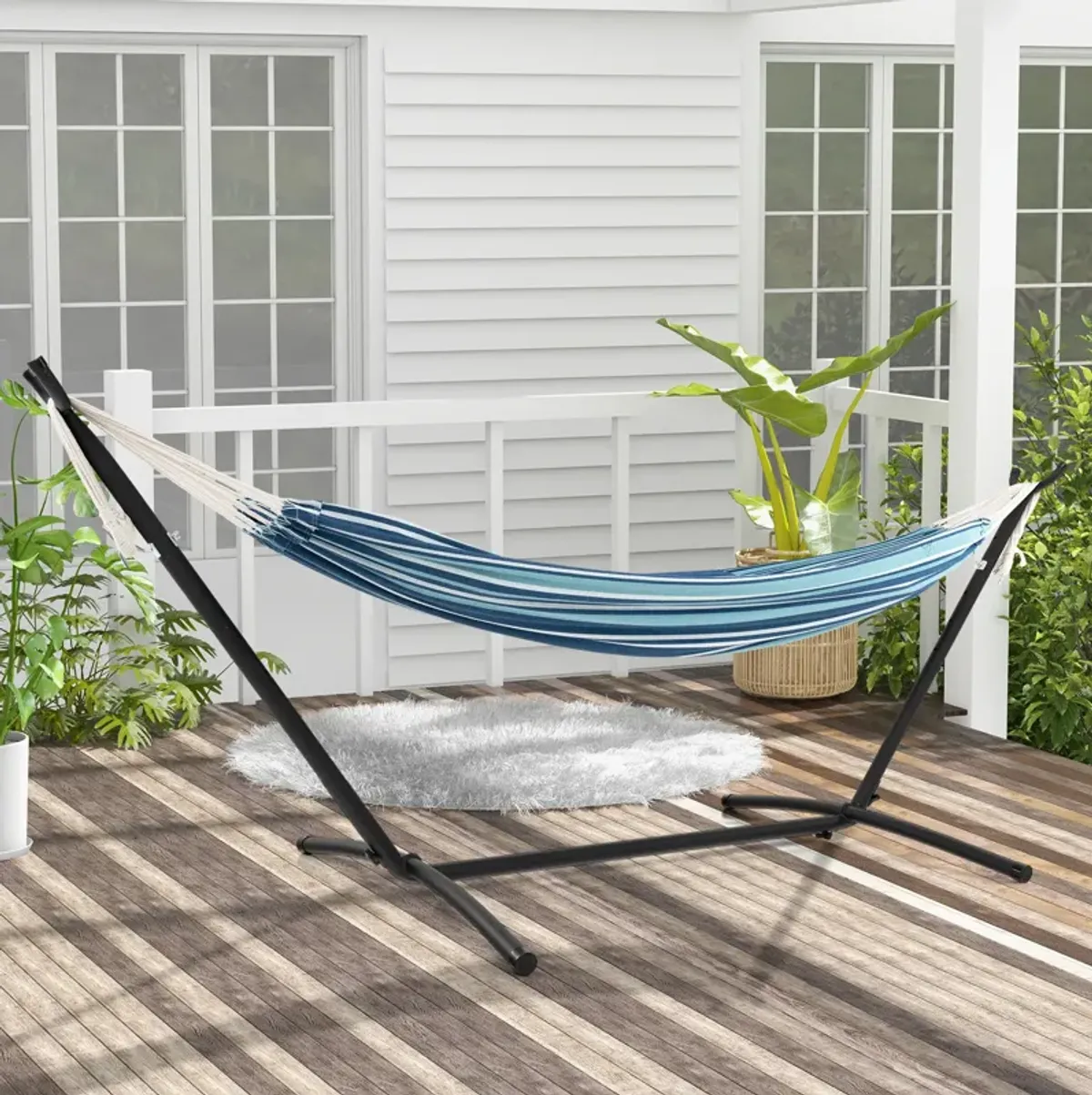 Portable Indoor/Outdoor 2-Person Double Hammock Set with Stand and Carrying Case