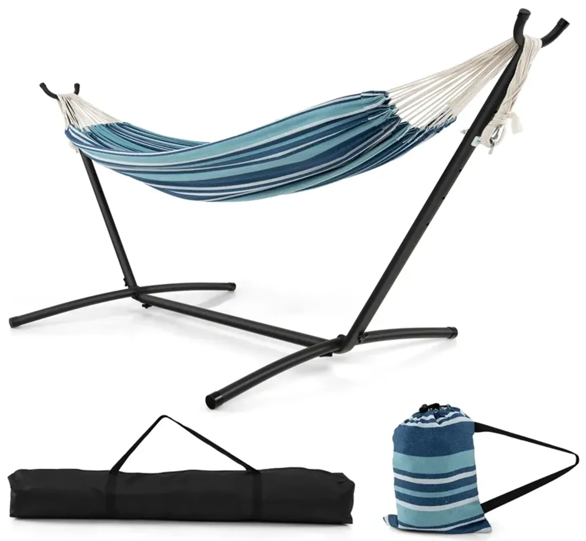 Portable Indoor/Outdoor 2-Person Double Hammock Set with Stand and Carrying Case