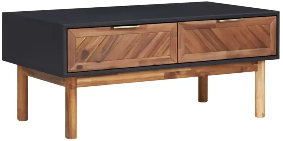 vidaXL Coffee Table 35.4"x19.7"x15.7" Solid Acacia Wood and MDF