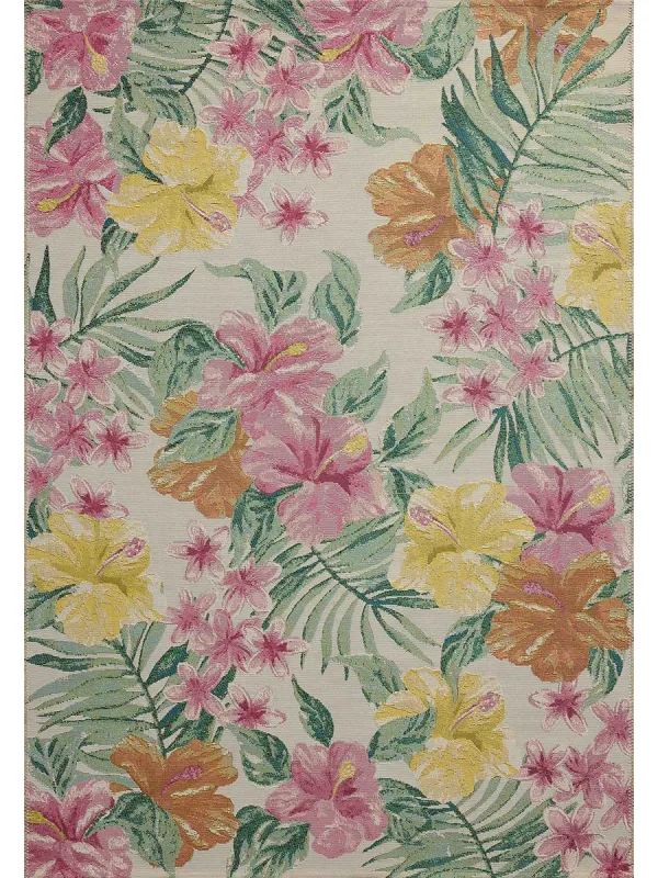 Botanical Ivory/Sunrise 3'3"x3'3" Round Rug