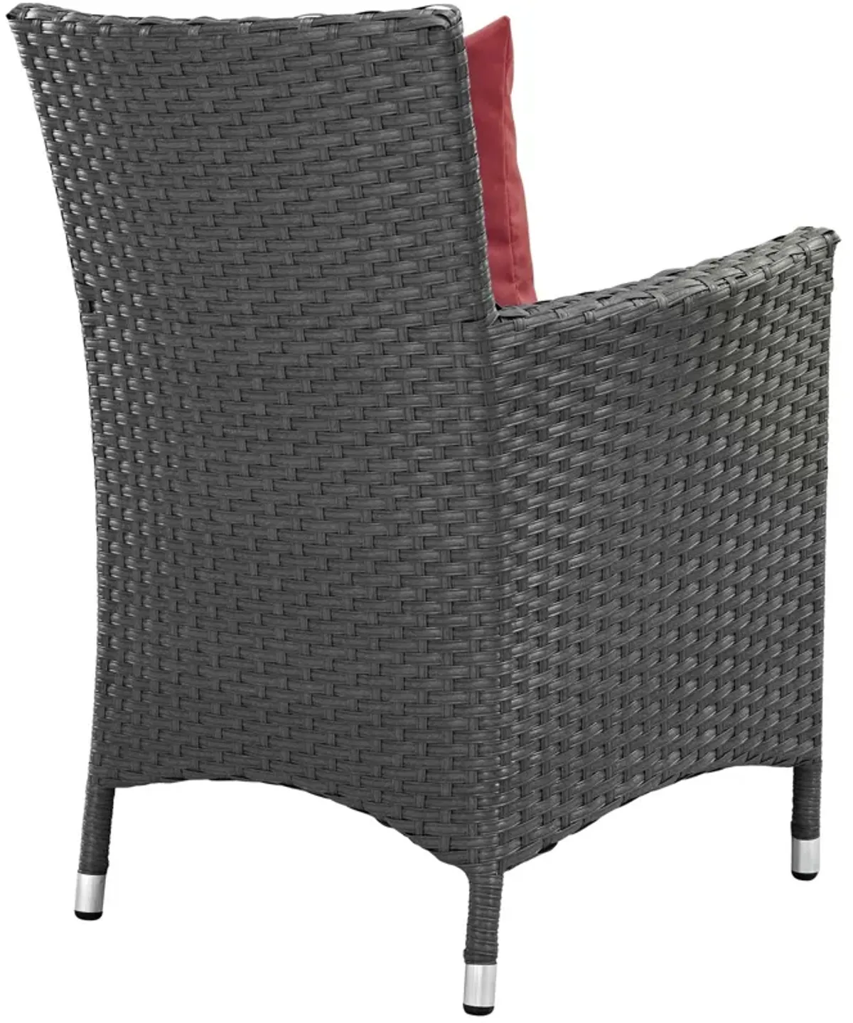 Modway Sojourn Wicker Rattan Outdoor Patio Sunbrella Fabric Dining Chair in Canvas Red