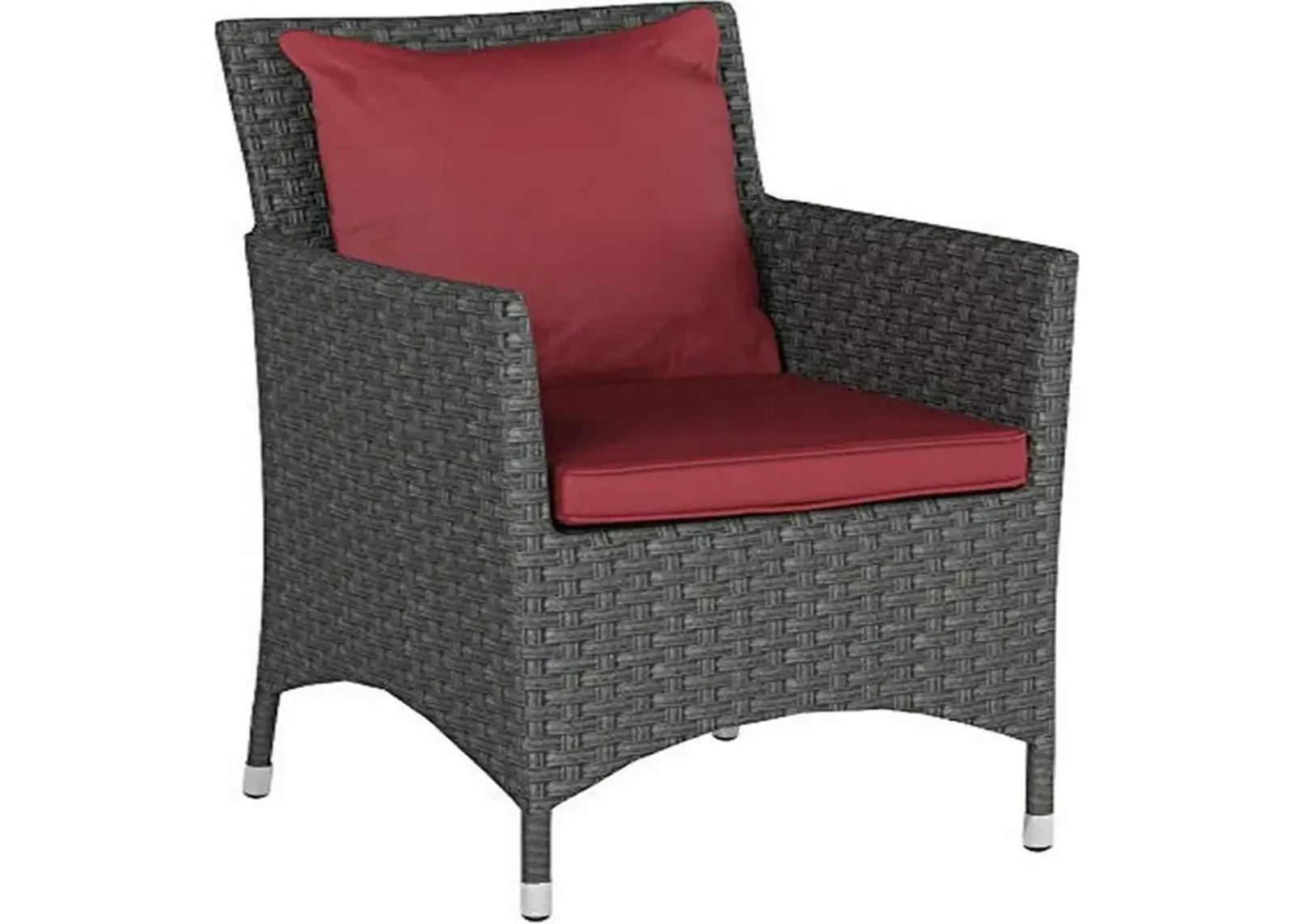 Modway Sojourn Wicker Rattan Outdoor Patio Sunbrella Fabric Dining Chair in Canvas Red