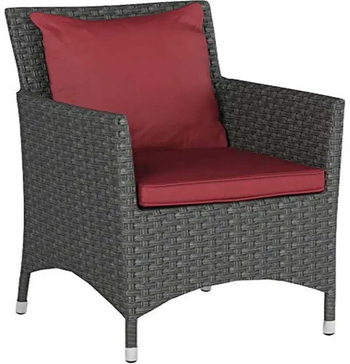 Modway Sojourn Wicker Rattan Outdoor Patio Sunbrella Fabric Dining Chair in Canvas Red