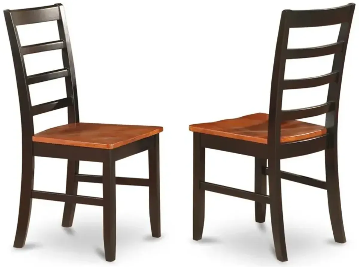 East West Furniture Parfait  Chair  with  Wood  Seat  -    Black  &  Cherry  Finish.,  Set  of  2