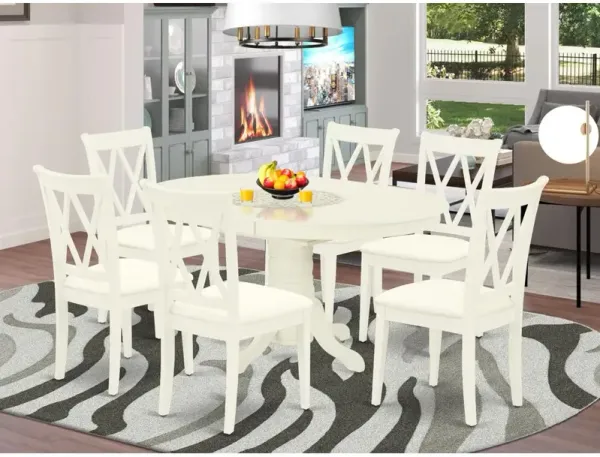 East West Furniture Dining Room Set Linen White, AVCL7-LWH-C