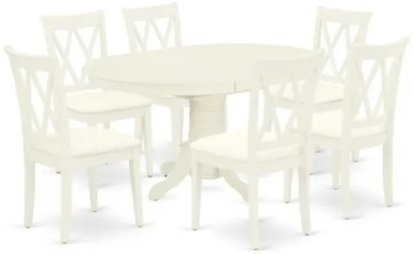 East West Furniture Dining Room Set Linen White, AVCL7-LWH-C