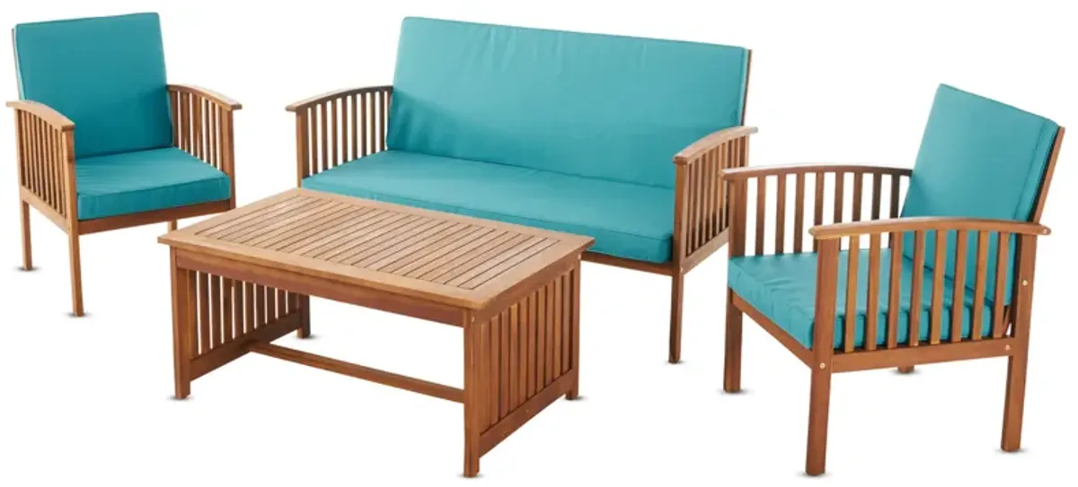 Merax Acacia Wood Sofa Table Set Outdoor Patio Chat Set